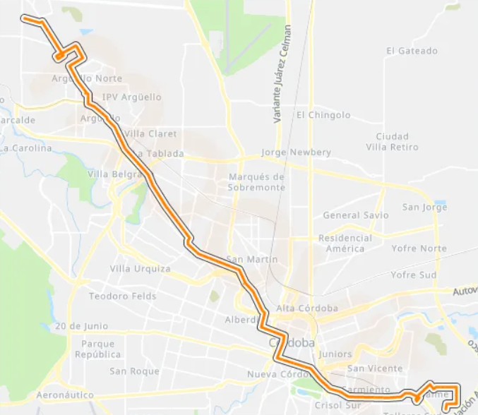 Mapa y Recorrido Colectivo Córdoba Línea 11