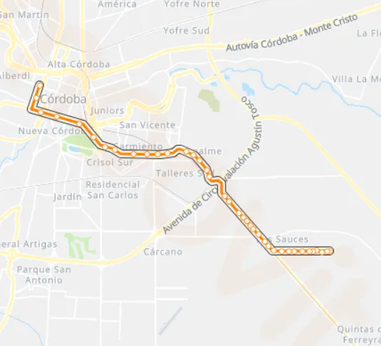 Mapa y Recorrido Córdoba Línea 10