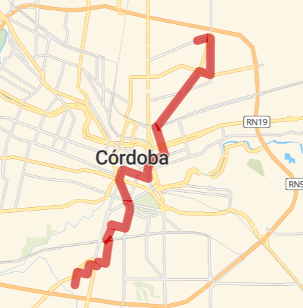 Mapa y Recorrido Córdoba Línea D50